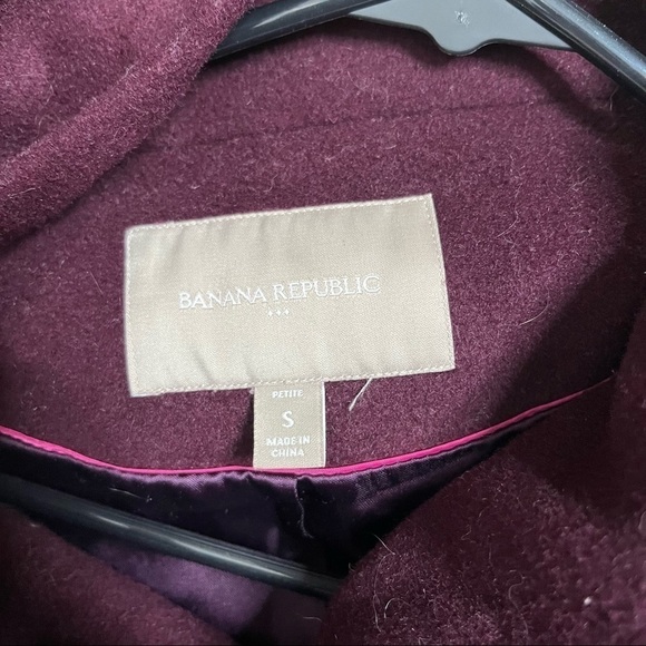 ** Banana Republic maroon purple button belted wool pea coat Small - Picture 8 of 8